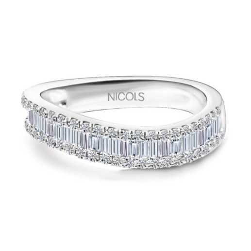 Diamantring Abelia 0.60 Weißgold Onda - Schnitzen von Baguette