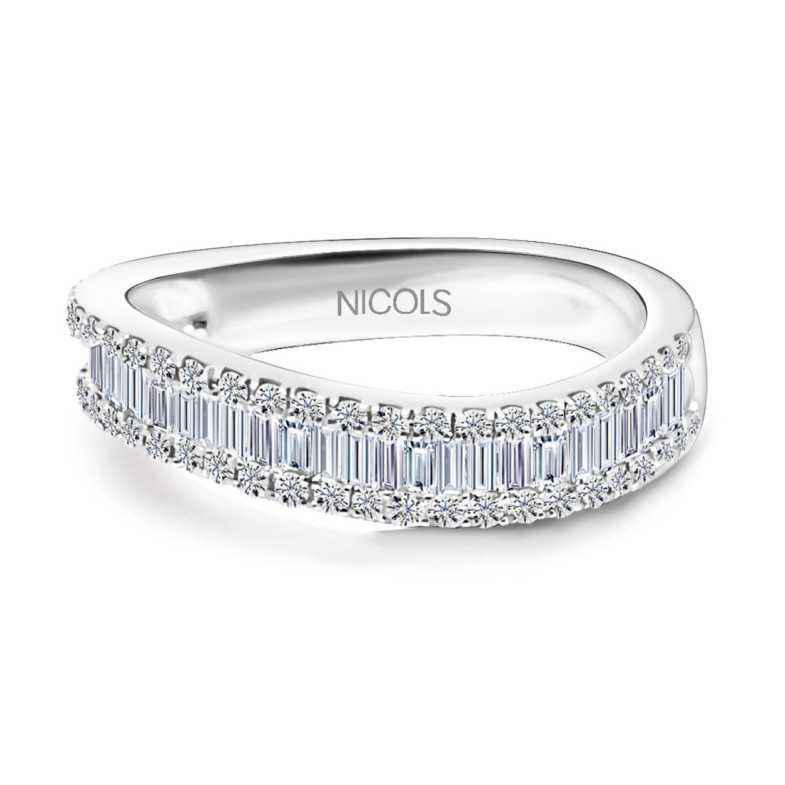 Anello diamante Abelia 0.60 Bianco Onda - Intaglio baguette