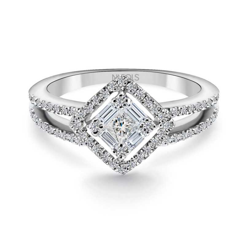 Anillo Diamantes Princess 0.42 ct - Talla Princesa