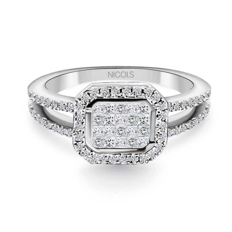 Anel de diamante Princesa 0.53 ct - Compromisso de aniversário de anéis