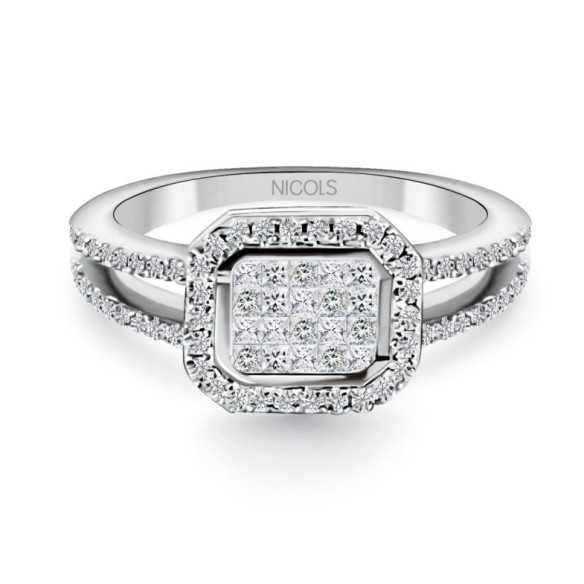 Anel de diamante Princesa 0.53 ct - Compromisso de aniversário de anéis