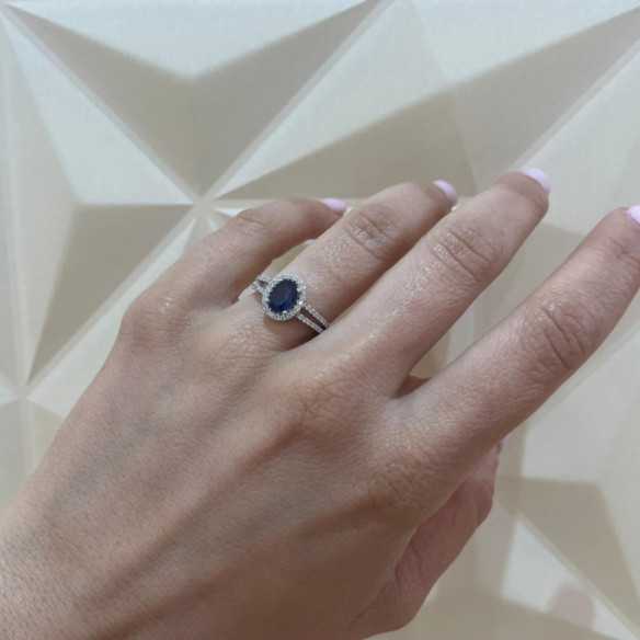 Anillo Zafiro Orla Dalia 1.10 - Anillos Compromiso Aniversario