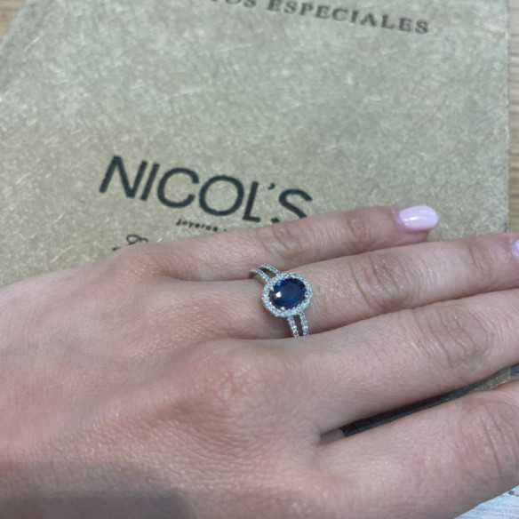 Anillo Zafiro Orla Dalia 1.10 - Anillos Compromiso Aniversario