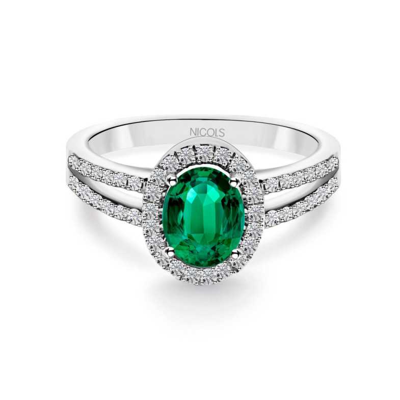 Anillo Esmeralda Orla Dalia 0.80 - ANILLOS