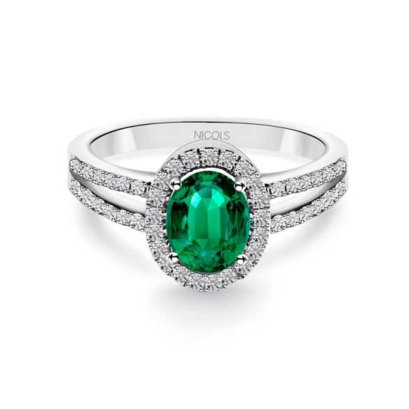 Anillo Esmeralda Orla Dalia 0.80 - ANILLOS