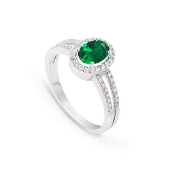Anillo Esmeralda Orla Dalia 0.80 - ANILLOS