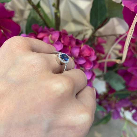 Anillo Zafiro Orla Dalia 0.90 - Anillos de Zafiro