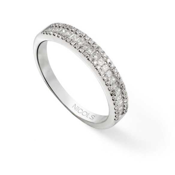 Anillo Alianza Princess 0.50 Oro Blanco - Talla Princesa