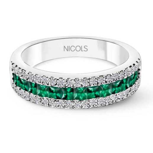 Anillo Esmeralda Princesa y Diamantes Amelia 0.30 - ANILLOS