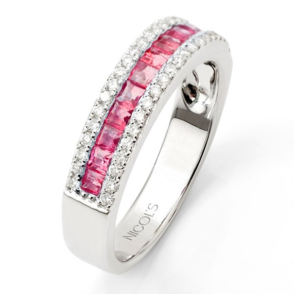 Anillo Rubis Princesa y Diamantes Amelia 0.30 - Bagues rubis