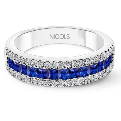Anillo Zafiro Princesa y Diamantes Amelia 0.30 - Anillos de Zafiro