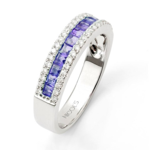 Anillo Zafiro Princesa y Diamantes Amelia 0.30 - Anillos de Zafiro 2