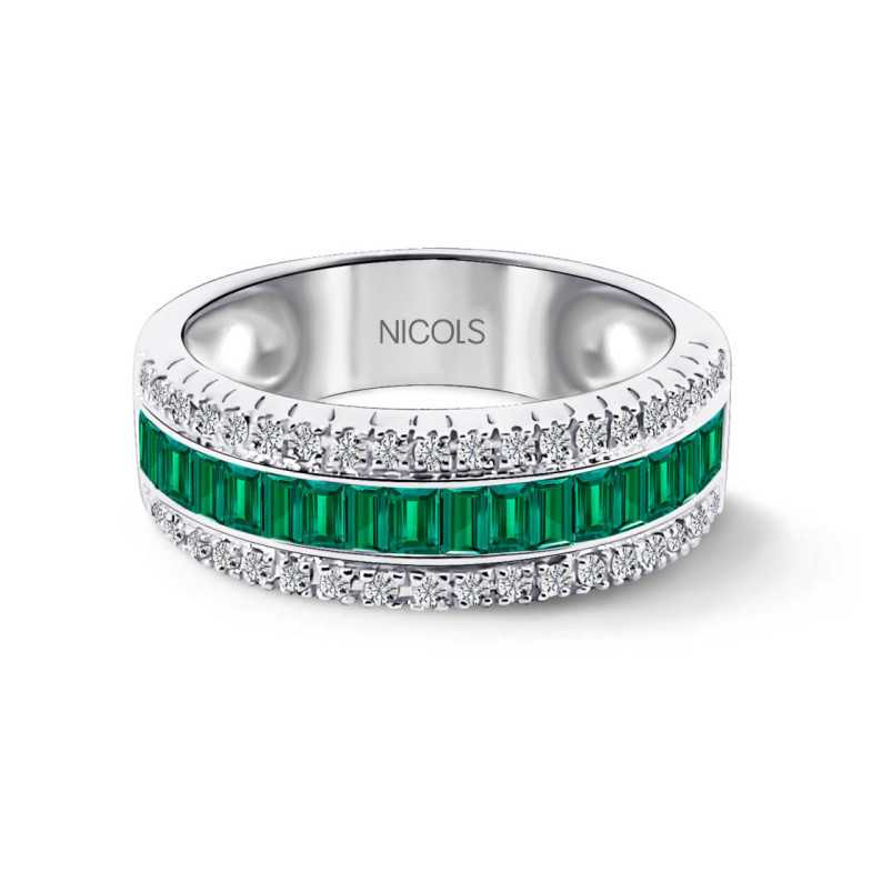 Anillo Esmeralda y Diamantes Baguette Amelia 0.30 - Anillos de Esmeralda