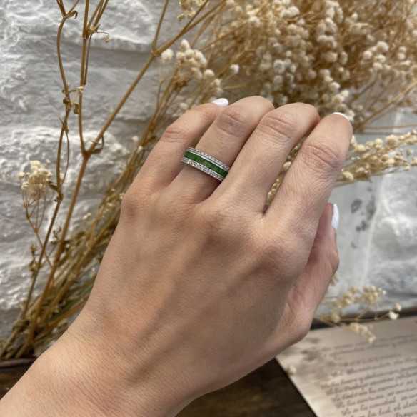 Anillo Esmeralda y Diamantes Baguette Amelia 0.30 - Anillos de Esmeralda