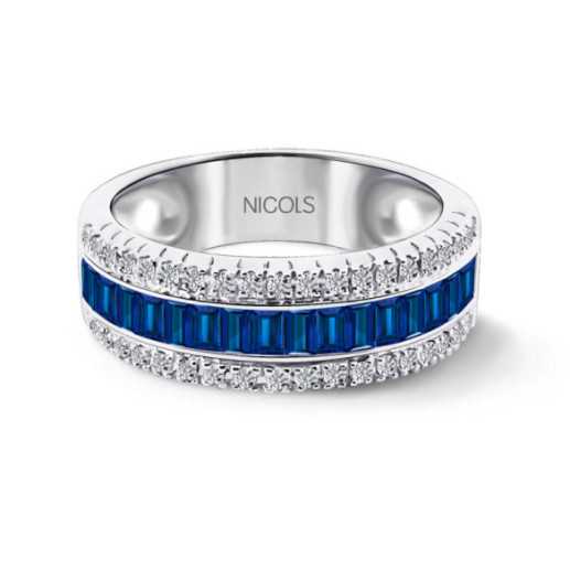 Anillo Zafiros y Diamantes Baguette Amelia 0.30 - Anillos de Zafiro