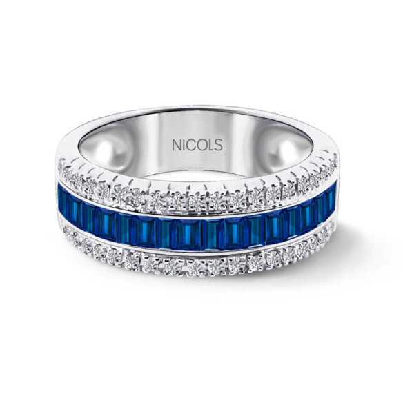 Anello Sapphire e Diamanti Baguette Amelia 0.30 - Anelli zaffiro