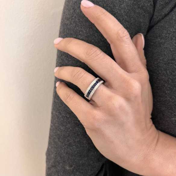 Anello Sapphire e Diamanti Baguette Amelia 0.30 - Anelli zaffiro