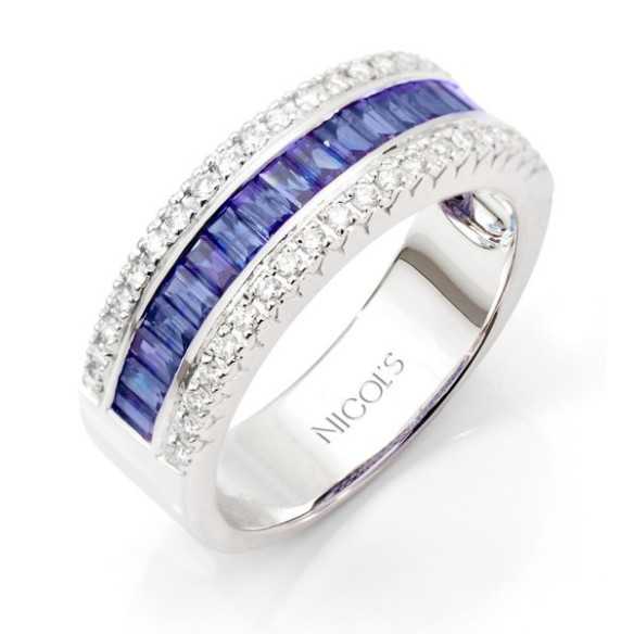 Anello Sapphire e Diamanti Baguette Amelia 0.30 - Anelli zaffiro