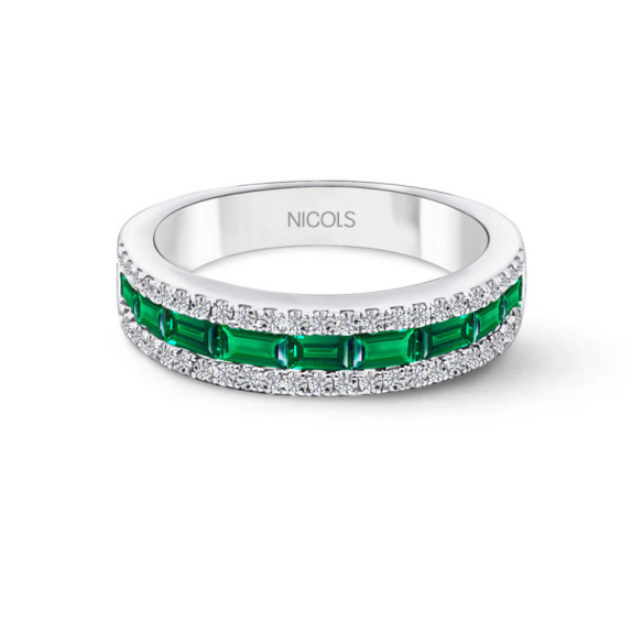 Anello Smeraldo Baguette Alleanza Amelia - Smeraldo