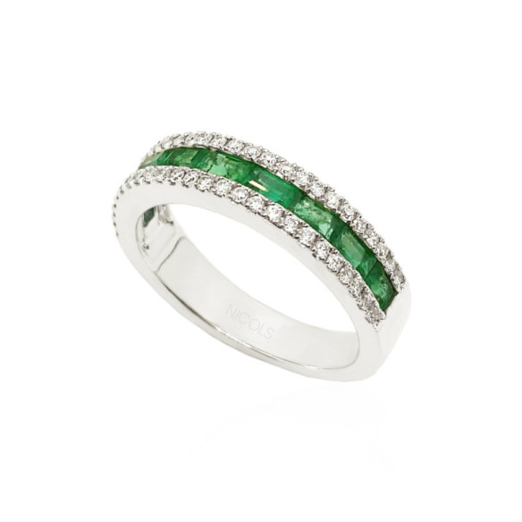Anello Smeraldo Baguette Alleanza Amelia - Smeraldo
