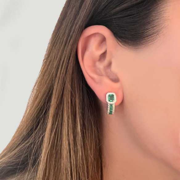 Pendientes Aro Esmeralda Diamond Color - Pendientes de Esmeraldas