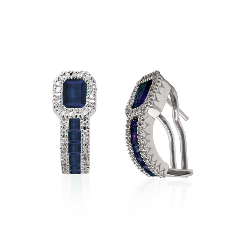 Pendientes Aro Zafiro Diamond Color - Boucles d'oreilles saphir