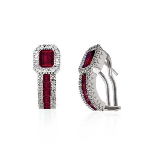Pendientes Aro Rubí Diamond Color - Pendientes de Rubi
