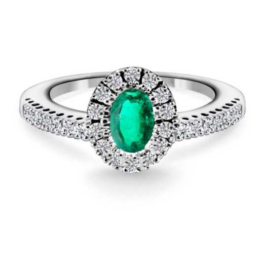 Anillo Esmeraldas y Diamantes Diamond Color Orla Oval - Anillos de Esmeralda