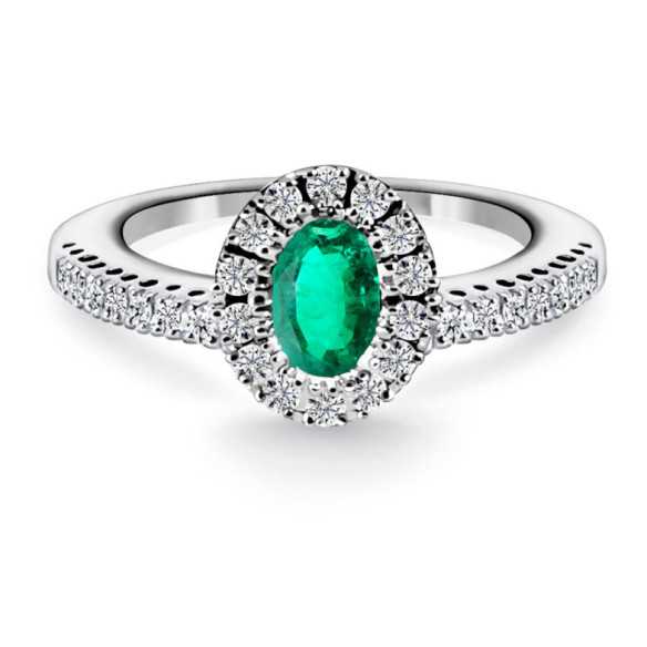 Anillo Esmeraldas y Diamantes Diamond Color Orla Oval - Anillos de Esmeralda