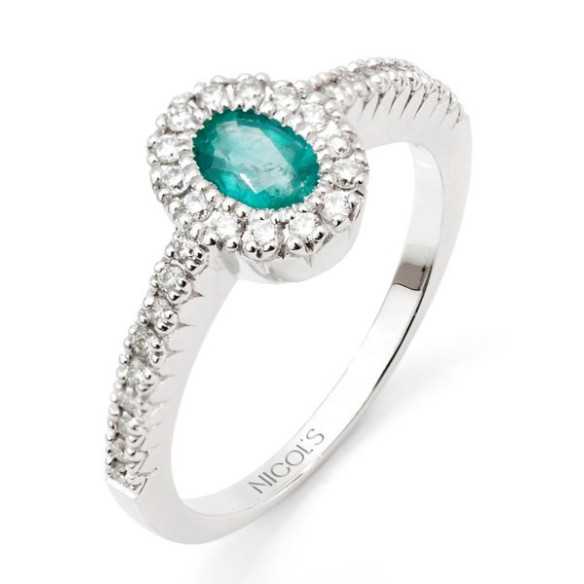 Anillo Esmeraldas y Diamantes Diamond Color Orla Oval - Anillos de Esmeralda