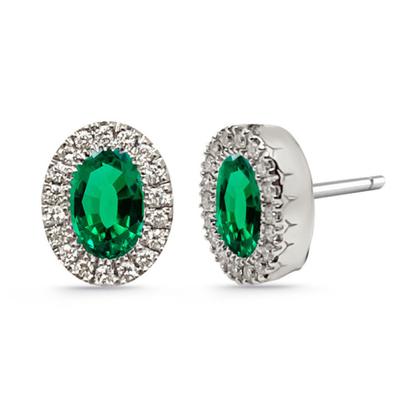 Pendientes Diamantes Esmeralda Diamond Color Orla Oval - Brincos Esmeralda