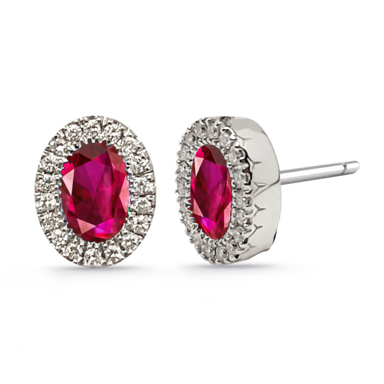 Pendientes Diamantes Rubí Diamond Color Orla Oval - Orecchini di rubi