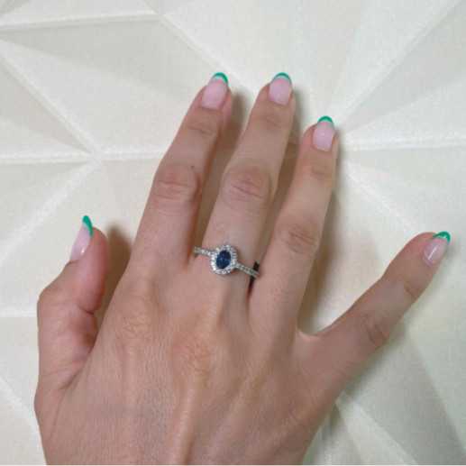Anillo Zafiro y Diamantes Oro Blanco - Anillos de Zafiro 2
