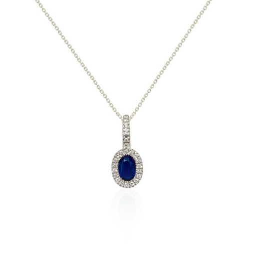 Collar Zafiro y Diamantes Oro Blanco Dalia - Collares de Piedras Azules 2