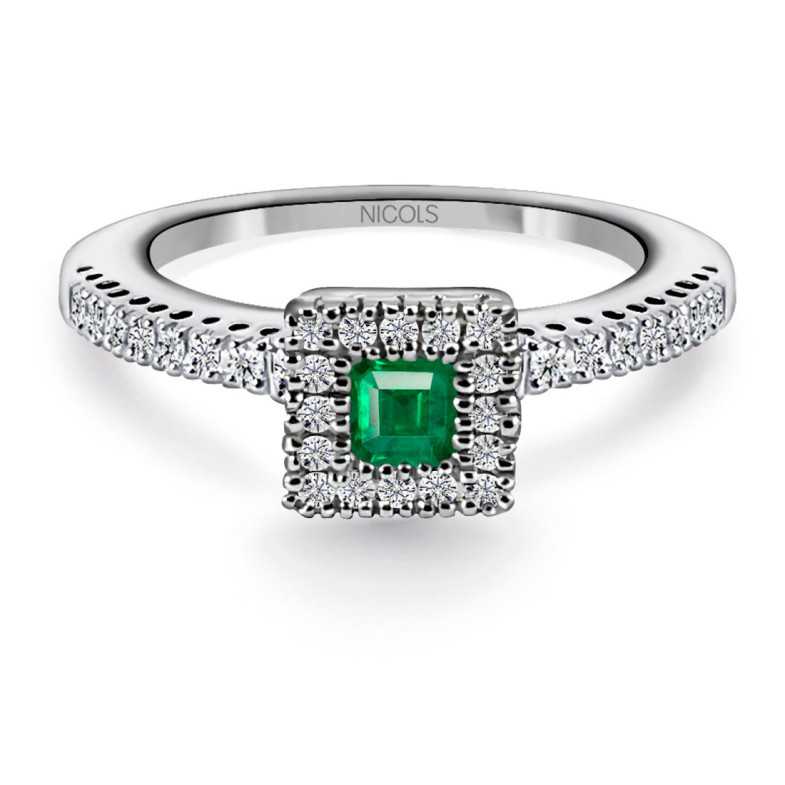 Anello smeraldo e diamanti diamante colore Orla Quare - Smeraldo