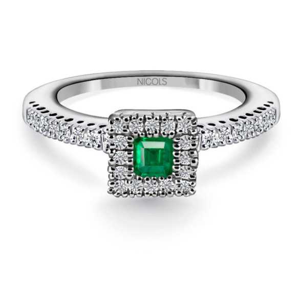 Anello smeraldo e diamanti diamante colore Orla Quare - Smeraldo