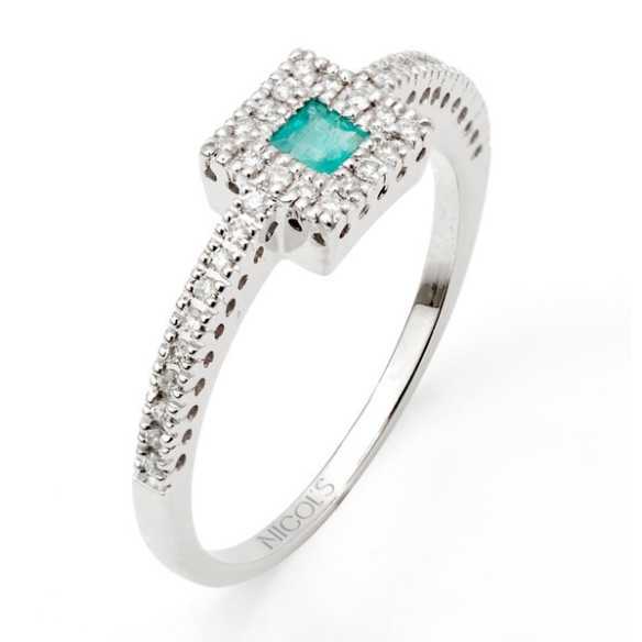 Anello smeraldo e diamanti diamante colore Orla Quare - Smeraldo