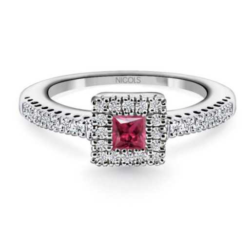 Ruby Ring DIAMOND COLOR ORLA QUARE - Ruby Rings
