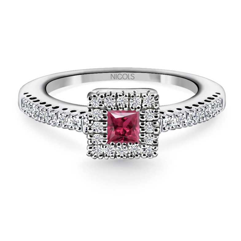 Rubino Anello e Diamanti Colore Orla Square - Anelli di rubino