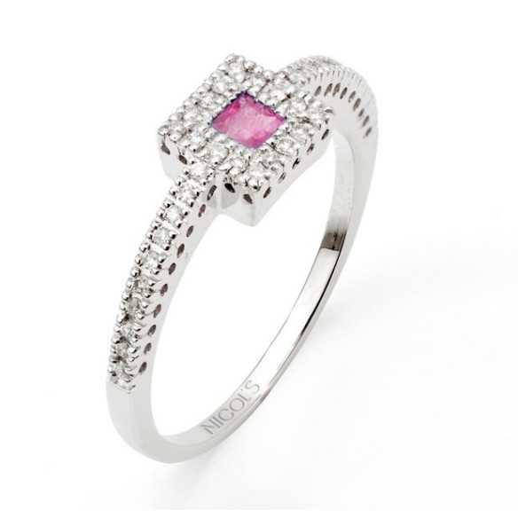 Anillo Rubí y Diamantes Diamond Color Orla Square - Anillos de Rubí