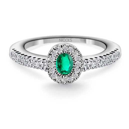 Anillo Esmeralda y Diamantes Diamond Colour - Anillos de Esmeralda