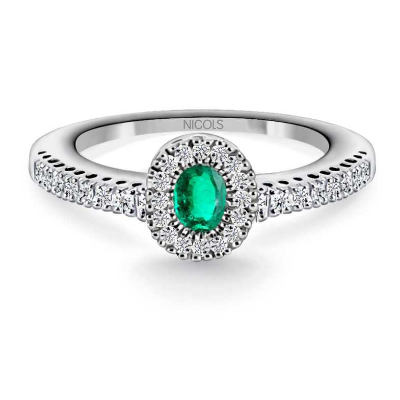 Anello smeraldo e colore diamante - Smeraldo