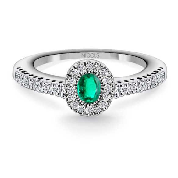 Anello smeraldo e colore diamante - Smeraldo
