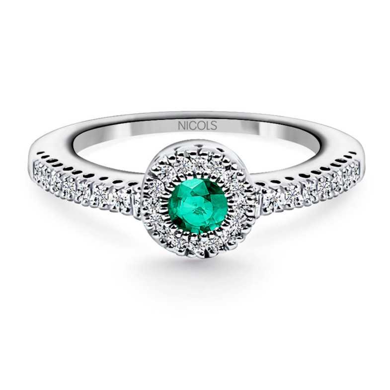 Anel de esmeralda e cor de diamante - Anéis esmeralda