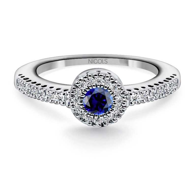 Anello zaffiro e colore diamante - Anelli zaffiro