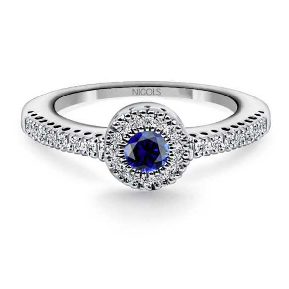 Anneau saphir et couleur diamant - Bagues en saphir