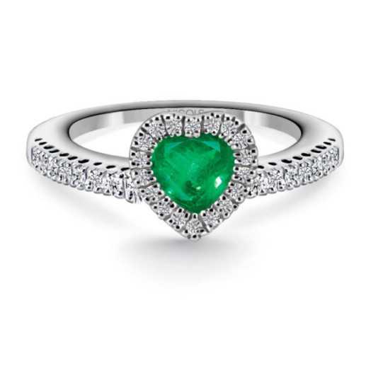 Anello smeraldo e Diamanti Cuore Diamante Colore - Smeraldo