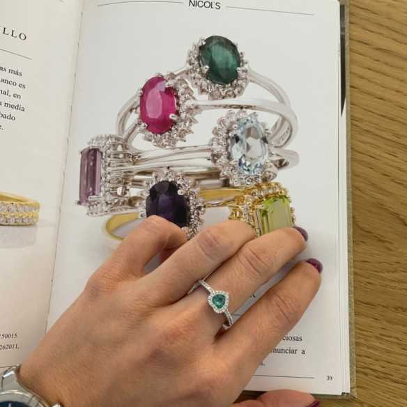 Emerald and Diamond Heart Ring Heart Diamond Color - Emerald rings