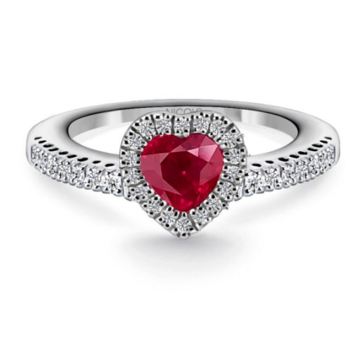 Anillo Rubi y Diamantes Corazon Heart Diamond Color - Rubinringe