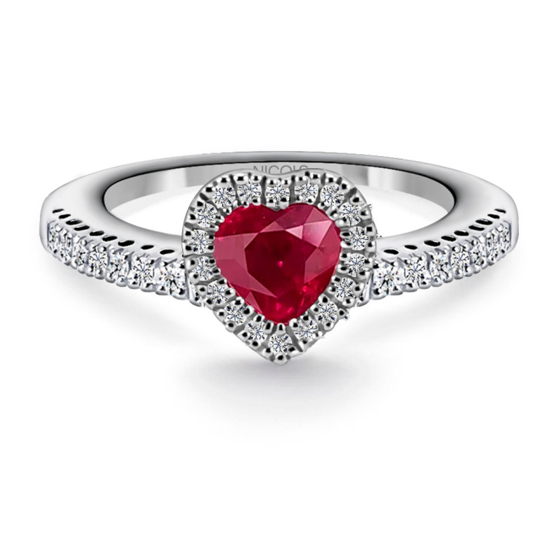 Anillo Rubi y Diamantes Corazon Heart Diamond Color - Anéis de rubi